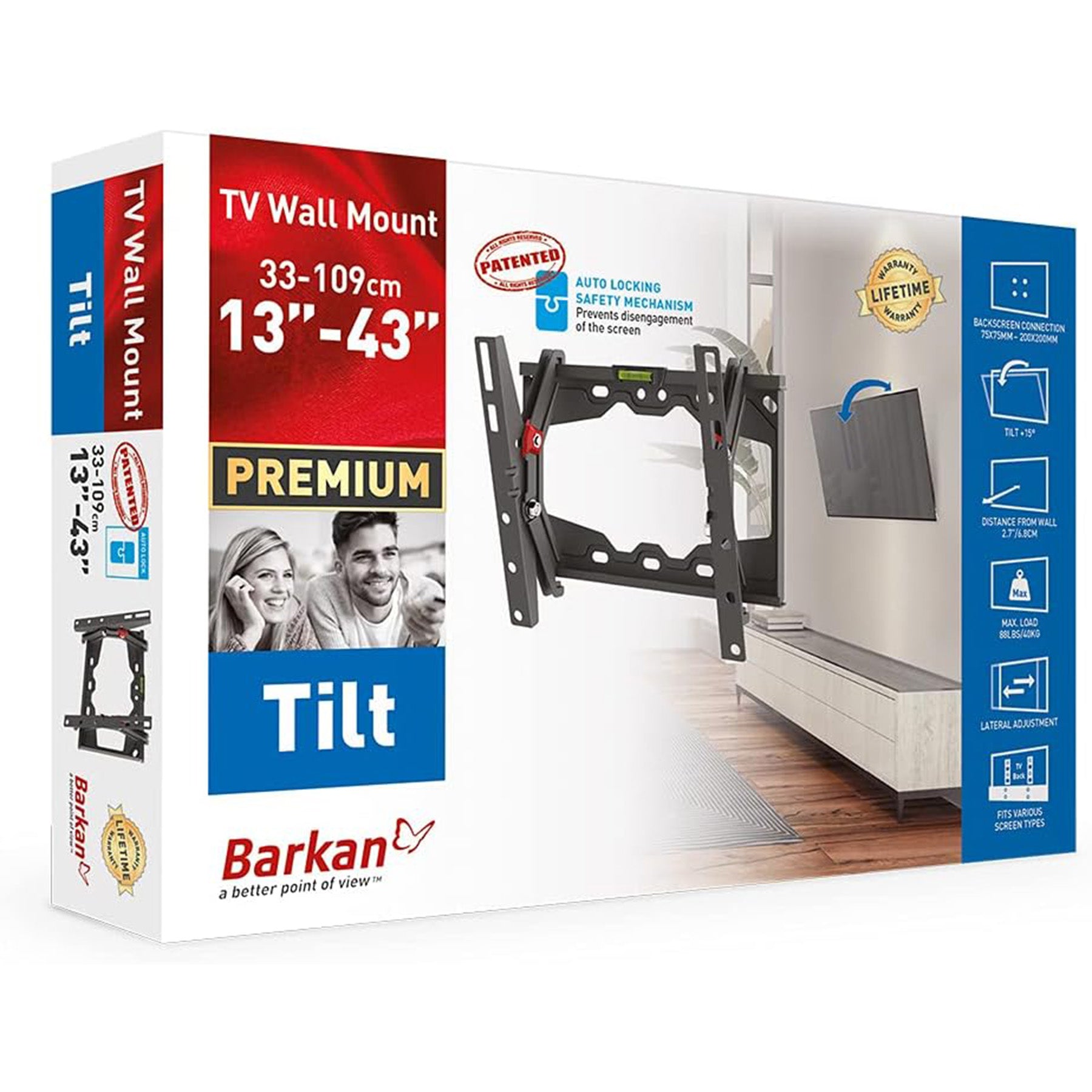Barkan 13" - 43" Tilt TV Wall Mount Part Number: BAR E210+