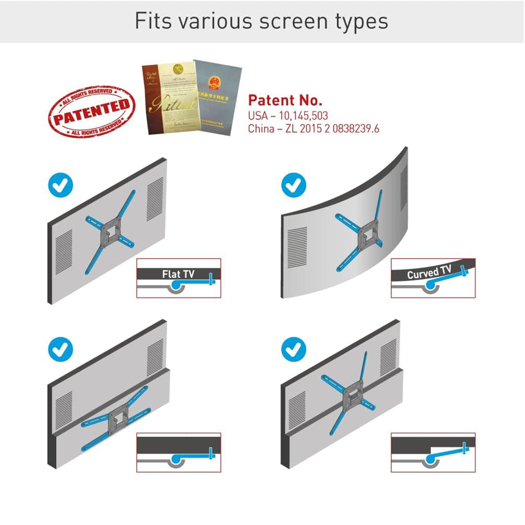 Barkan 13" - 65" Full Motion TV Wall Mount - Extension, Swivel & Tilt Part Number: BAR 3400W