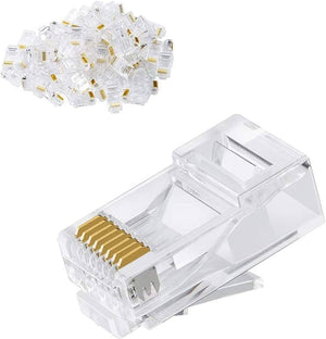 RJ45 Gold Plated Pins Round Cable Crimp on Terminator/Plug - 10 Pack