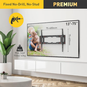 Barkan 13"- 65"  Fixed TV Wall Mount No-Drill  Part Number: BAR ND300