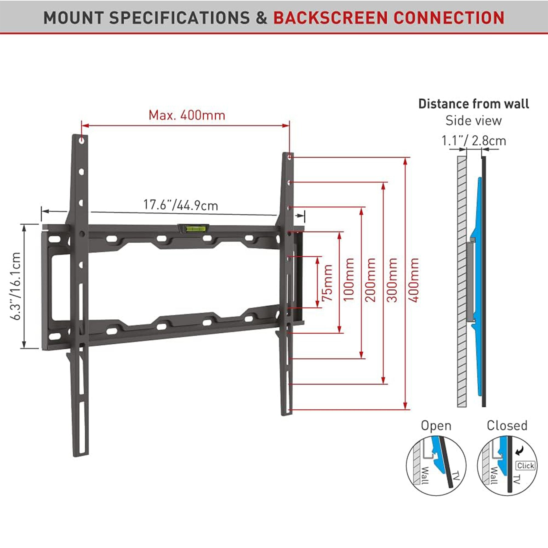 Barkan 13" - 65" Fixed TV Wall Mount Part Number: BAR E302+