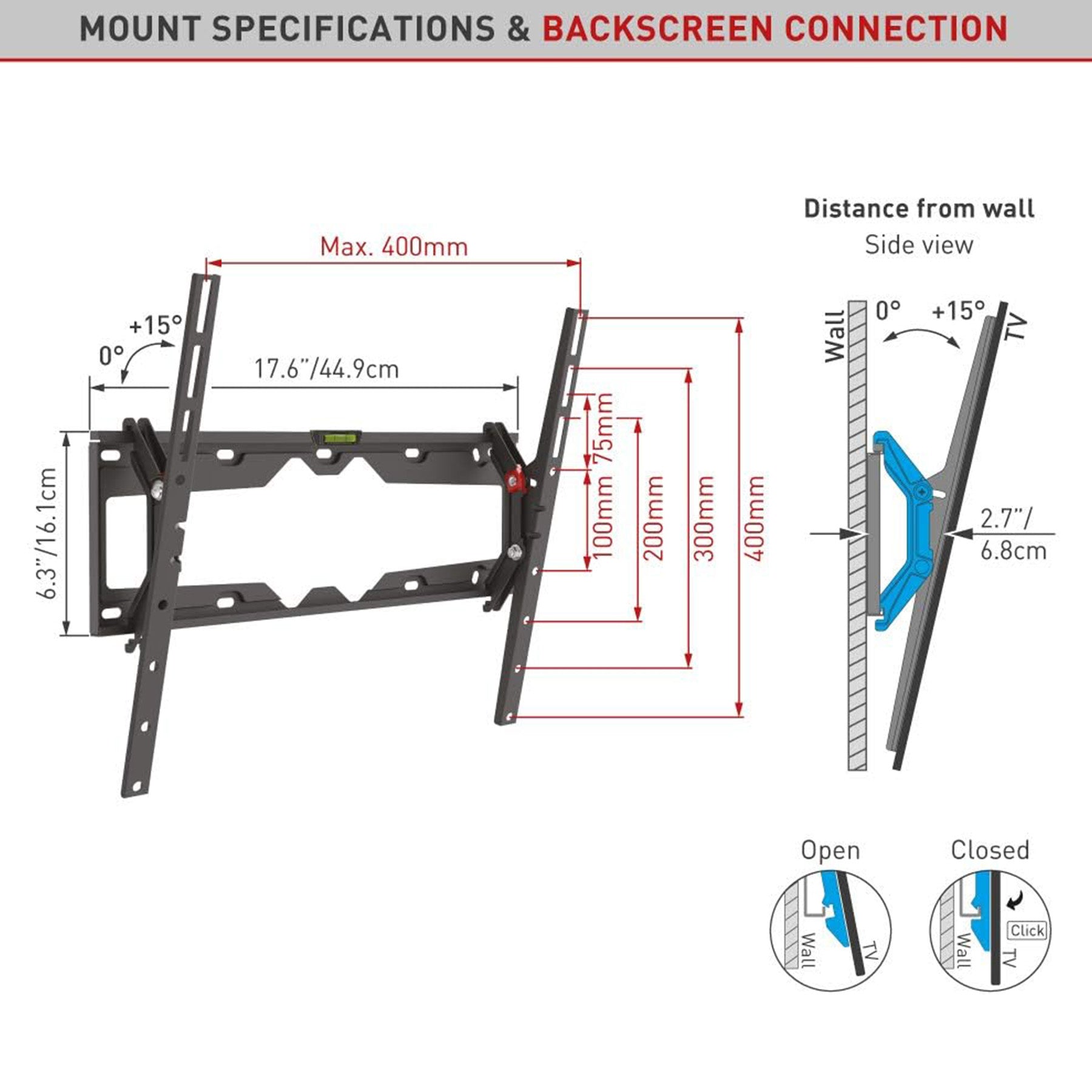 Barkan 13" - 65" Tilt TV Wall Mount Part Number: BAR E310+