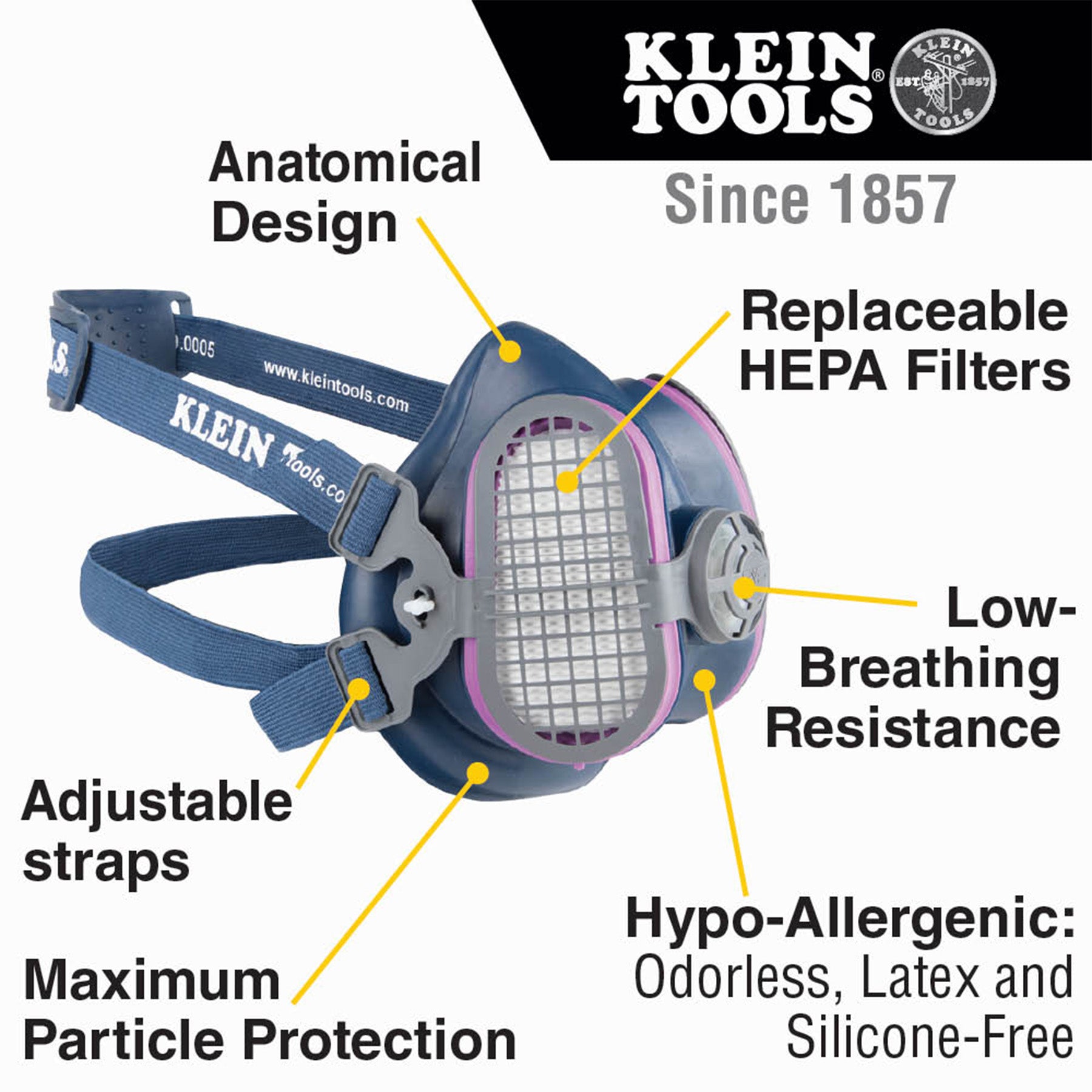 Klein Tools P100 Half-Mask Respirator, M/L Part Number: KLN 60244