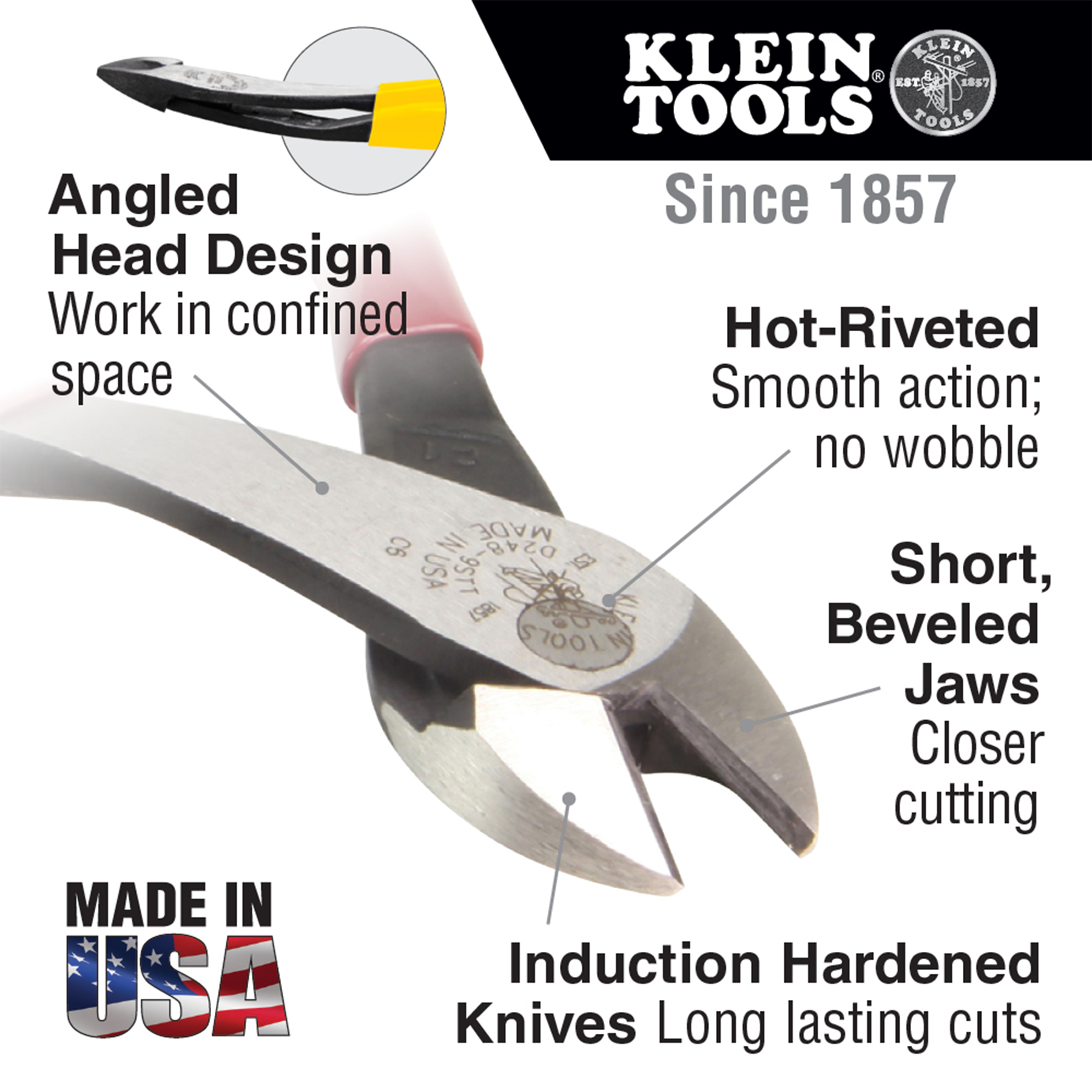Klein Tools Diagonal Cutting Pliers, Angled Head, Short Jaw, 8-Inch Part Number: KLN D248-8