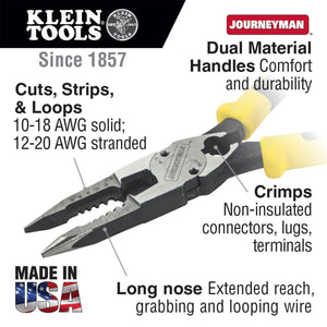 Klein Tools Pliers, All-Purpose Needle Nose Pliers with Crimper, 8.5-Inch Part Number KLN J207-8CR