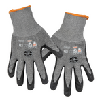 Work Gloves, Cut Level 2, Touchscreen, Large, 2-Pair Cut 2 Work Gloves keep you connected and protected with touchscreen-capable fingertips. Nitrile dip technology provides superior grip. ANSI rated for A2 Cut Resistance, these durable gloves protect your hands on the jobsite. Seamless knit cuff provides comfortable fit.