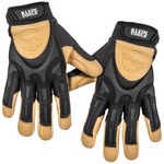 Work gloves constructed of genuine professional-grade goatskin leather provide knuckle and finger protection while providing great dexterity when holding tools. Padded palms and mesh back provide comfort. Cuff strap with hook and loop closure provides a fit that won't slip.