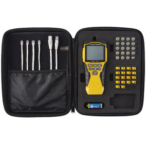 The Scout® Pro 3 Tester with Locator Remote Kit is a versatile cable tester that locates and tests voice, data and video cables. Identify multiple cable runs with 18 location mapping remotes (included). Test for Power over Ethernet (PoE) and measure cable length. This kit verifies accurate cable installations each time. Backlit display assists in reading results in lower light.